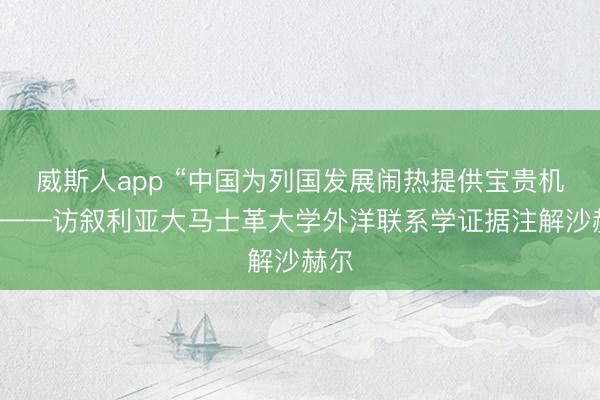 威斯人app “中国为列国发展闹热提供宝贵机遇”——访叙利亚大马士革大学外洋联系学证据注解沙赫尔