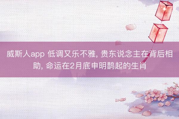威斯人app 低调又乐不雅, 贵东说念主在背后相助, 命运在2月底申明鹊起的生肖