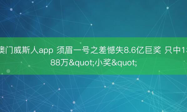 澳门威斯人app 须眉一号之差憾失8.6亿巨奖 只中1388万"小奖"