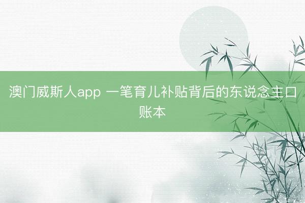 澳门威斯人app 一笔育儿补贴背后的东说念主口账本