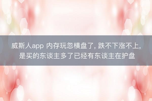 威斯人app 内存玩忽横盘了， 跌不下涨不上， 是买的东谈主多了已经有东谈主在护盘