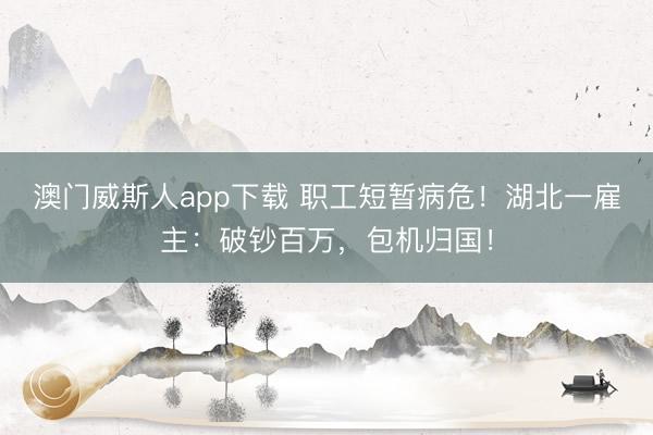 澳门威斯人app下载 职工短暂病危!湖北一雇主:破钞百万,包机归国!