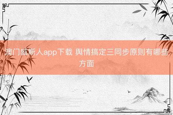 澳门威斯人app下载 舆情搞定三同步原则有哪些方面