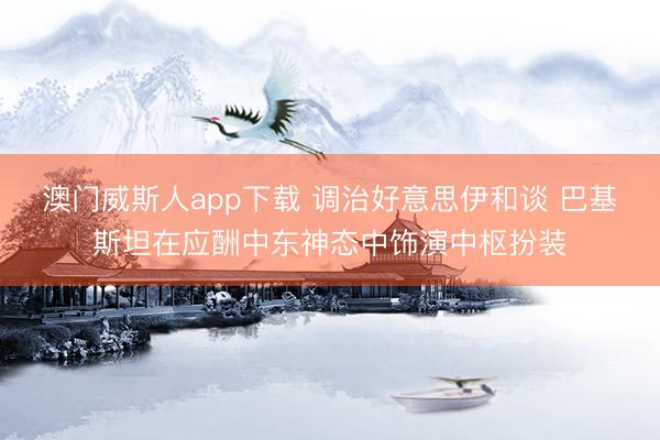 澳门威斯人app下载 调治好意思伊和谈 巴基斯坦在应酬中东神态中饰演中枢扮装