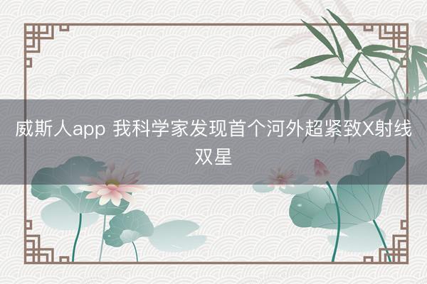 威斯人app 我科学家发现首个河外超紧致X射线双星