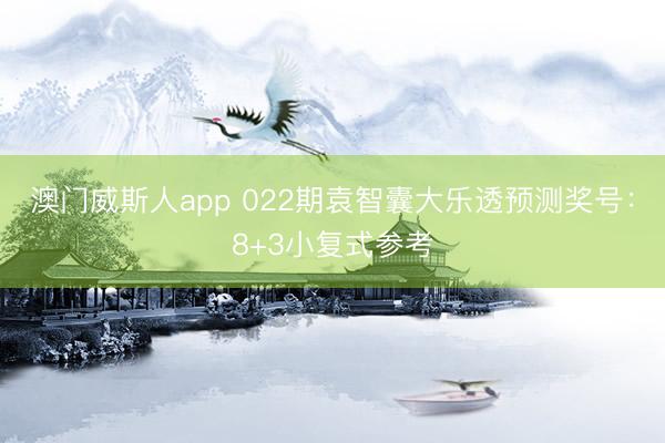 澳门威斯人app 022期袁智囊大乐透预测奖号：8+3小复式参考