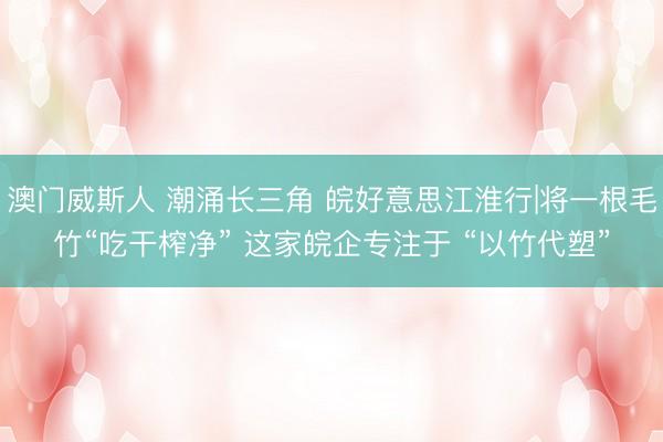 澳门威斯人 潮涌长三角 皖好意思江淮行|将一根毛竹“吃干榨净” 这家皖企专注于 “以竹代塑”