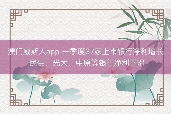 澳门威斯人app 一季度37家上市银行净利增长 民生、光大、中原等银行净利下滑