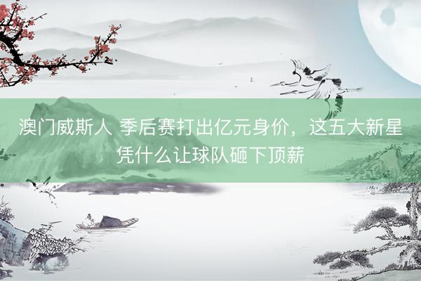 澳门威斯人 季后赛打出亿元身价，这五大新星凭什么让球队砸下顶薪