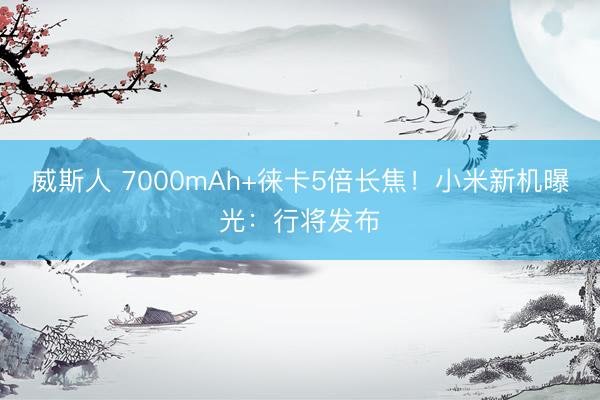威斯人 7000mAh+徕卡5倍长焦！小米新机曝光：行将发布
