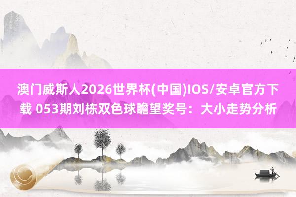 澳门威斯人2026世界杯(中国)IOS/安卓官方下载 053期刘栋双色球瞻望奖号：大小走势分析