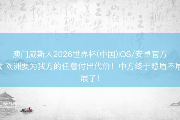 澳门威斯人2026世界杯(中国)IOS/安卓官方下载 欧洲要为我方的任意付出代价!中方终于愁眉不展了!