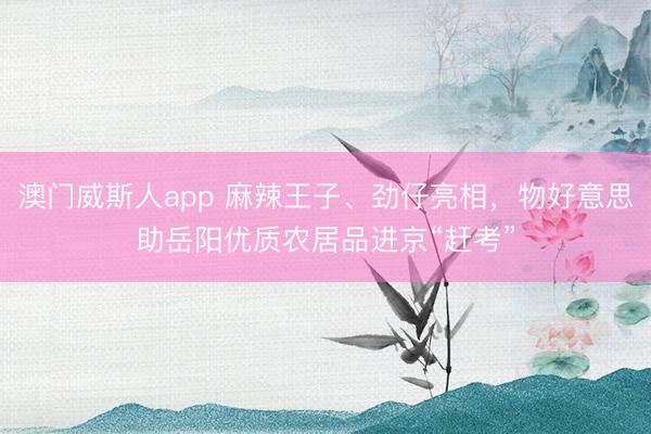 澳门威斯人app 麻辣王子、劲仔亮相，物好意思助岳阳优质农居品进京“赶考”