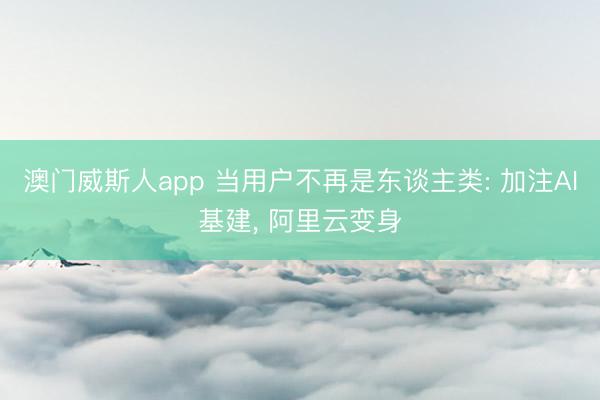 澳门威斯人app 当用户不再是东谈主类: 加注AI基建, 阿里云变身