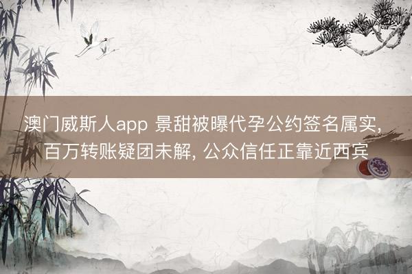 澳门威斯人app 景甜被曝代孕公约签名属实, 百万转账疑团未解, 公众信任正靠近西宾