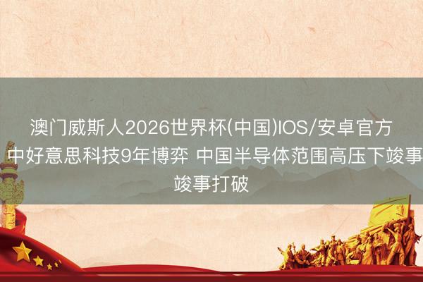 澳门威斯人2026世界杯(中国)IOS/安卓官方下载 中好意思科技9年博弈 中国半导体范围高压下竣事打破