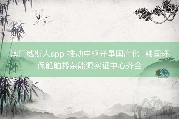 澳门威斯人app 推动中枢开垦国产化! 韩国环保船舶搀杂能源实证中心齐全