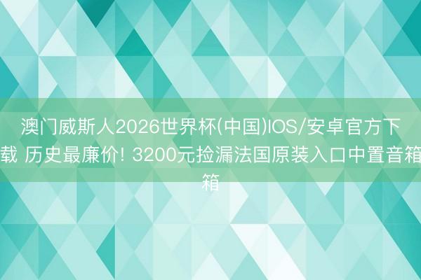 澳门威斯人2026世界杯(中国)IOS/安卓官方下载 历史最廉价! 3200元捡漏法国原装入口中置音箱