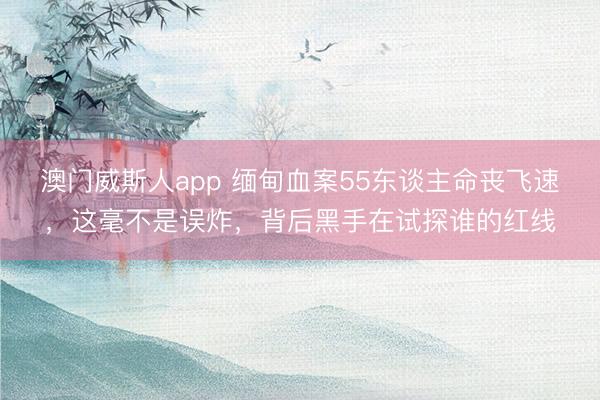 澳门威斯人app 缅甸血案55东谈主命丧飞速，这毫不是误炸，背后黑手在试探谁的红线