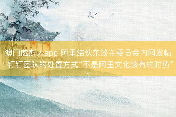 澳门威斯人app 阿里结伙东谈主委员会内网发帖: 钉钉团队的处置方式“不是阿里文化该有的时势”