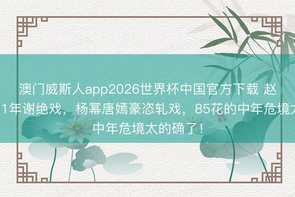 澳门威斯人app2026世界杯中国官方下载 赵丽颖停工1年谢绝戏，杨幂唐嫣豪恣轧戏，85花的中年危境太的确了！