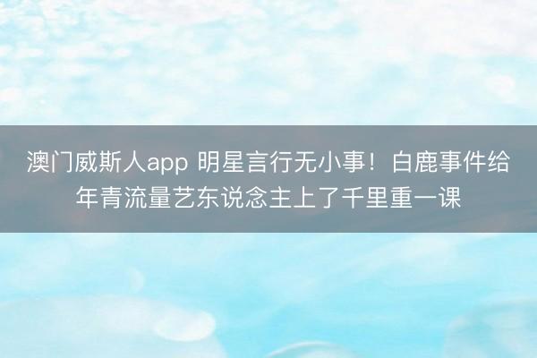 澳门威斯人app 明星言行无小事!白鹿事件给年青流量艺东说念主上了千里重一课