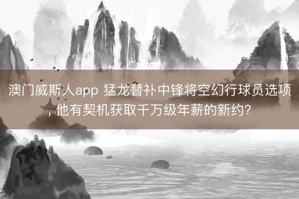 澳门威斯人app 猛龙替补中锋将空幻行球员选项， 他有契机获取千万级年薪的新约?