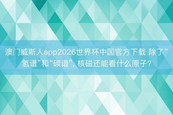 澳门威斯人app2026世界杯中国官方下载 除了“氢谱”和“碳谱”， 核磁还能看什么原子?