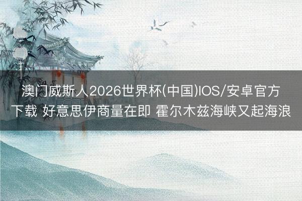 澳门威斯人2026世界杯(中国)IOS/安卓官方下载 好意思伊商量在即 霍尔木兹海峡又起海浪